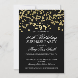 Überraschung 60. Geburtstagsparty Gold Foil Confet Einladung