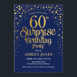 Überraschung 60. Geburtstagsparty - Navy & Gold Einladung<br><div class="desc">Überraschung 60. Geburtstagsparty Einladung. Elegantes Design in Marineblau und Imitat Glitzer Gold. Features stilvolle Skript-Schriftart und Konfetti. Nachricht,  wenn du ein Alter brauchst.</div>