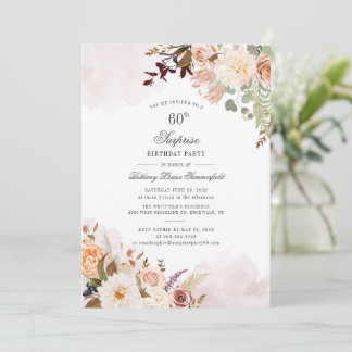 Überraschung 60. Geburtstagsparty Pastel Floral Sc Einladung