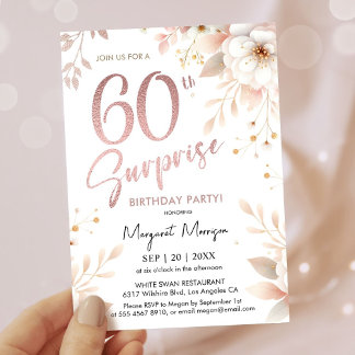 Überraschung 60. Geburtstagsparty Rose Gold Girl Einladung
