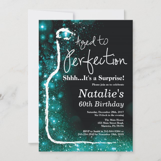 Überraschung 60. Geburtstagswein mit Vollendung Einladung (Vorderseite)