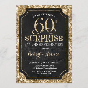 Überraschung 60. Hochzeitstag - Schwarzes Gold Einladung