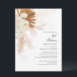 Überraschung 60. Überraschung Geburtstag Tropische Einladung<br><div class="desc">Pampas Grass Burnt Orange 60. Geburtstagsparty Einladung mit Wüstenpalmen botanisch mit moderner Typografie und Layout auf weißem Hintergrund. Sie können diese Karte ganz für andere besondere Veranstaltungen anpassen,  indem Sie auf den Button "Personalisieren" klicken,  um das Jahr,  das Layout,  die Textfarbe und vieles mehr zu ändern.</div>