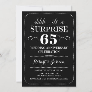 Überraschung 65. Hochzeitstag - Schwarz Weiß Einladung