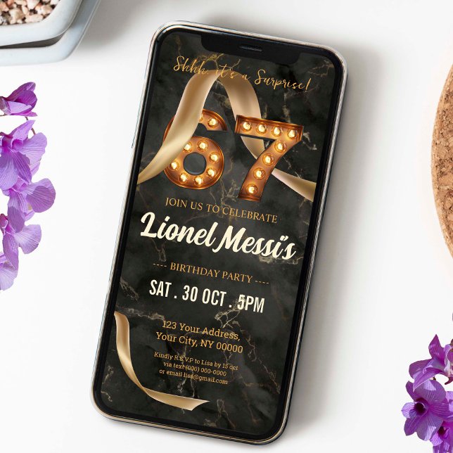 Überraschung 67. Geburtstag Mobile Einladung (Von Creator hochgeladen)