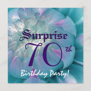 ÜBERRASCHUNG 70. Geburtstag Blau und Lila Dahlia W Einladung