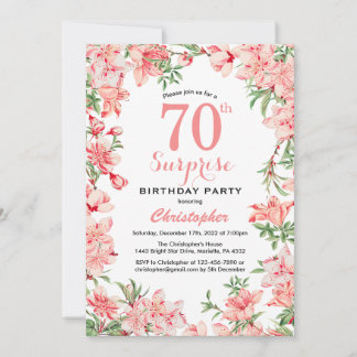 Überraschung 70. Geburtstag Pink Boho Botanische F Einladung