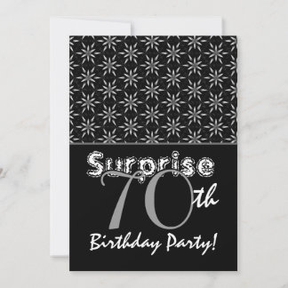 ÜBERRASCHUNG 70. Geburtstag Silber und Schwarze St Einladung