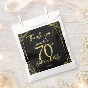 Überraschung 70. Geburtstagsparty Black & Gold Gli Geschenktütchen