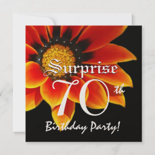 ÜBERRASCHUNG 70. Geburtstagsparty Orange Blume W06 Einladung