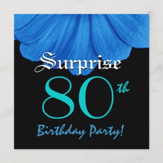ÜBERRASCHUNG 80. Geburtstag Blaue Blume Z307 Einladung