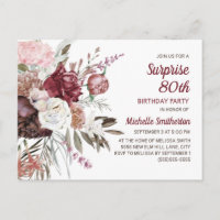 Überraschung 80. Geburtstag Burgundy Blush Pink Bl