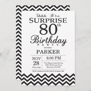 Überraschung 80. Geburtstag Einladung Schwarz Zick