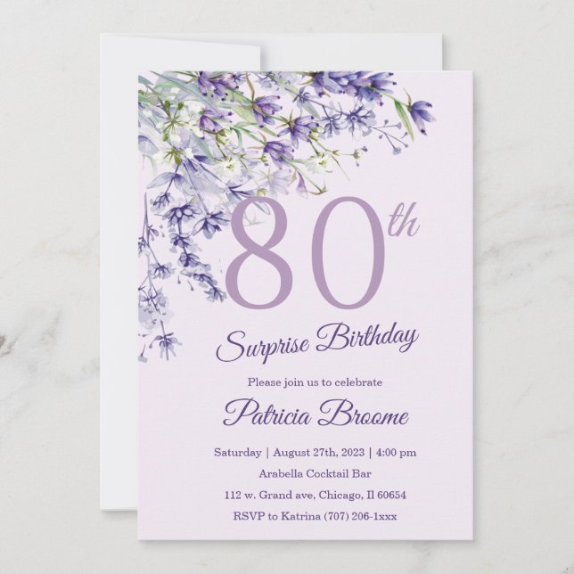 Überraschung 80. Geburtstag für Frauen Einladung (Vorderseite)