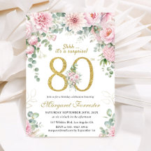 Überraschung 80. Geburtstag Gold Glitter Rosa Flor