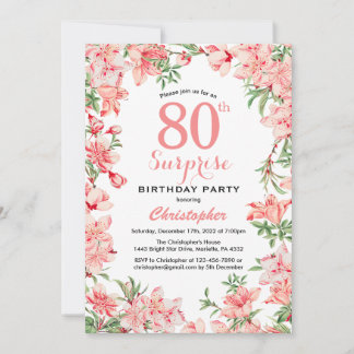 Überraschung 80. Geburtstag Pink Boho Botanische F Einladung