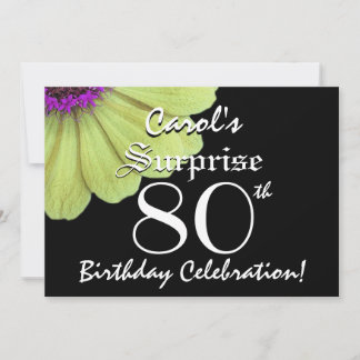 ÜBERRASCHUNG 80. Geburtstag Schwarz-Gelb-Petals 06 Einladung