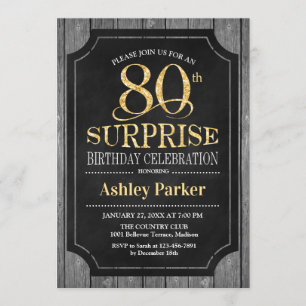 Überraschung 80. Geburtstagsparty - Chalkboard Gol Einladung