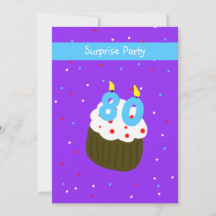 Überraschung 80. Geburtstagsparty Einladung Cupcak