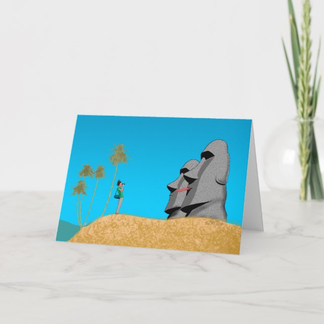 Überraschung auf Rapa Nui - Geburtstag Karte (Vorderseite)