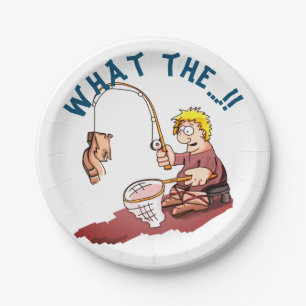 Überraschung beim Fischfang Pappteller