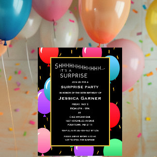 Überraschung Birthday Balloons und Confetti Custom Einladung