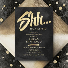 Überraschung Birthday Black Gold Einladung