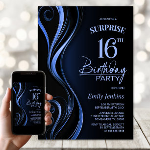 Überraschung Black Blue 16. Geburtstagsparty Einladung