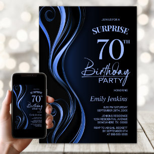 Überraschung Black Blue 70. Geburtstagsparty Einladung