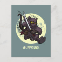 Überraschung! Black Cat Ninja Flying Kick Cartoon