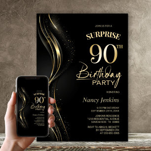 Überraschung Black Gold 90. Geburtstagsparty Einladung