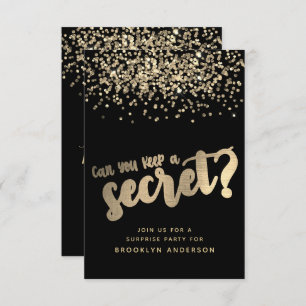 Überraschung Black Gold Glitzer Geburtstag Einladung