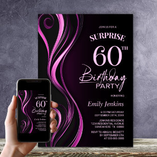 Überraschung Black Pink 60. Geburtstagsparty Einladung