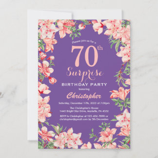 Überraschung Blumenkohl 70. Geburtstag Rosa Blume  Einladung