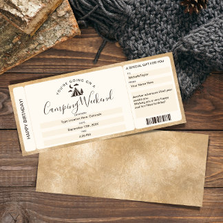 Überraschung Boarding Pass Ticket Camping Wochenen Einladung