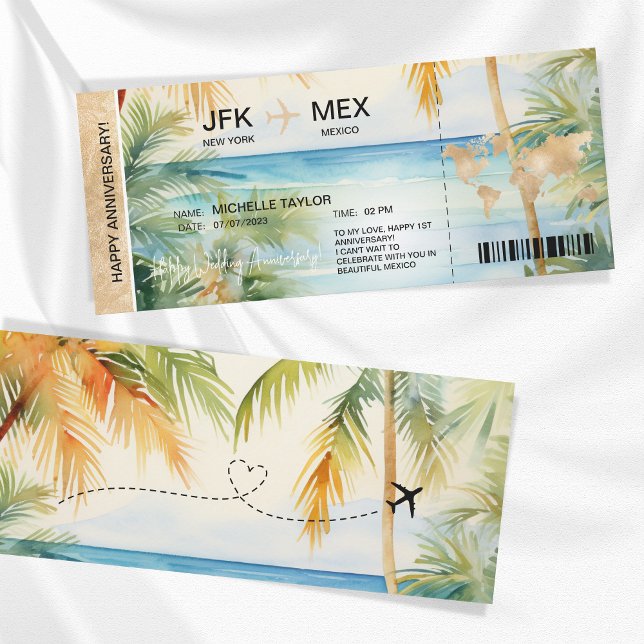 Überraschung Boarding Pass Ticket Palm Karibik Einladung (Von Creator hochgeladen)