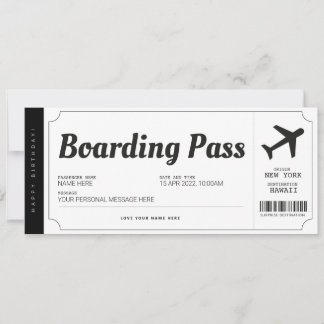 Überraschung-Bordkarte-Flugzeug-Reise-Ticket Einladung