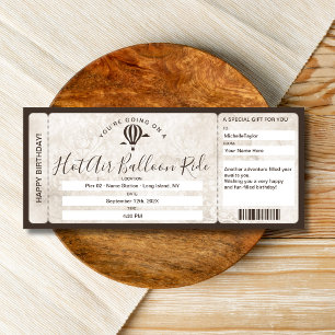 Überraschung Bordkarte Ticket Heißluftballonfahrt Einladung