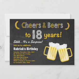 Überraschung Cheers und Bier 18. Geburtstagseinlad Einladung