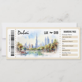Überraschung Dubai Boarding Pass Geschenkgutschein Einladung