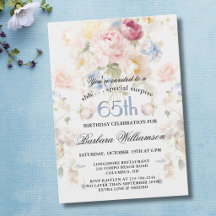 ÜBERRASCHUNG Elegant bemalte Blumen zum 65. Geburt