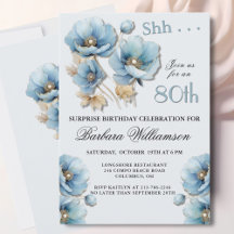 ÜBERRASCHUNG Elegante blaue Blumen zum 80. Geburts