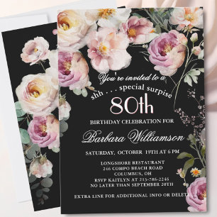 Überraschung Elegante Florale 80. Geburtstagsfeier Einladung