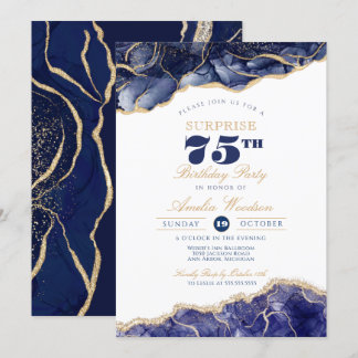 Überraschung Erwachsene 75. Geburtstag Elegant Mar Einladung