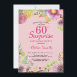 Überraschung Floral 60. Geburtstag Einladung für F<br><div class="desc">Überraschung Floral 60. Geburtstag Einladung für Frauen. Aquarell Floral,  rosa Hintergrund. 16. 18. 21. 30. 40. 50. 60. 70. 80. 90. 100. Jedes Alter.
Für weitere Anpassungen klicken Sie bitte auf die Schaltfläche "Anpassen" und verwenden Sie unser Designwerkzeug,  um diese Vorlage zu ändern.</div>