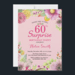 Überraschung Floral 60. Geburtstag Einladung für F<br><div class="desc">Überraschung Floral 60. Geburtstag Einladung für Frauen. Aquarell Floral,  rosa Hintergrund. 16. 18. 21. 30. 40. 50. 60. 70. 80. 90. 100. Jedes Alter.
Für weitere Anpassungen klicken Sie bitte auf die Schaltfläche "Anpassen" und verwenden Sie unser Designwerkzeug,  um diese Vorlage zu ändern.</div>