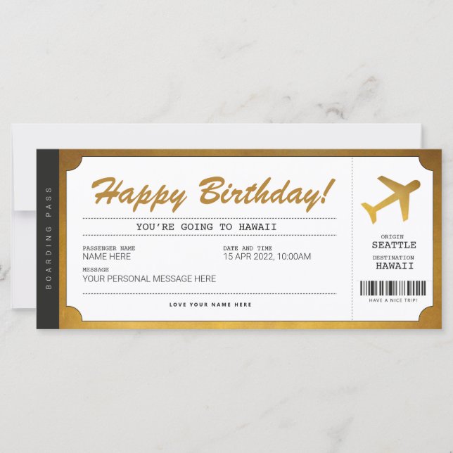 Überraschung Geburtstag Boarding Pass Flugzeug Gol (Vorderseite)