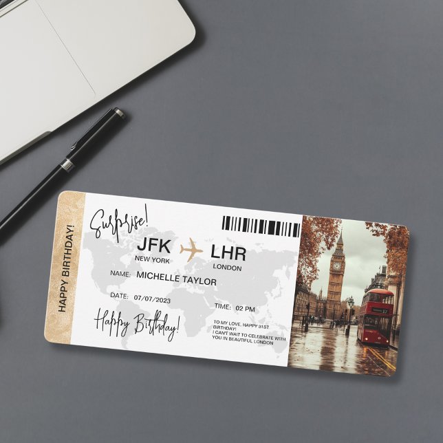 Überraschung Geburtstag Boarding Pass Ticket Londo Einladung (Von Creator hochgeladen)