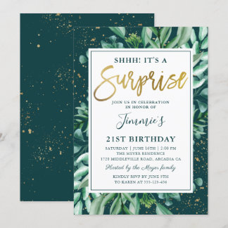 Überraschung Geburtstag Chic Greenerity Gold Glitz Einladung