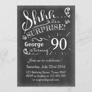 Überraschung Geburtstag Einladung 90 Chalkboard Ru